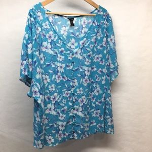 Blue flowered Torrid Blouse size 2